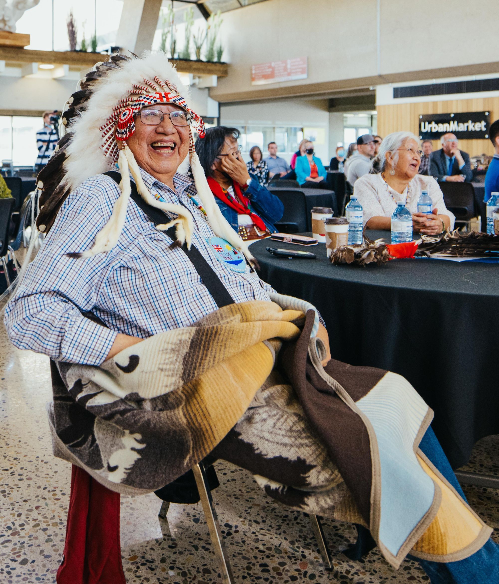 Elder Francis First Charger during the ceremony.